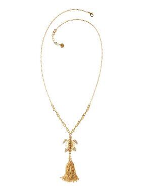 Lilly Pulitzer Snappy Tassel Necklace Turtle Critter Polished Gold Tone Metallic